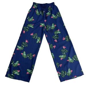 Francesca's Rain Blue Floral Print Wide Leg Pants/Shorts Tropical Beach Size M